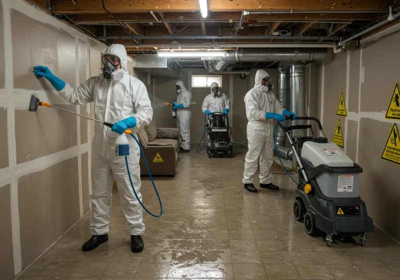 Basement Moisture Removal and Structural Drying process in Middleport, OH